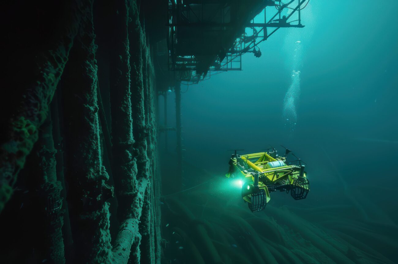A remote -operated vehicle (ROV ) underwater A remote -operated vehicle (ROV ) underwater|仙台宮城のドローン撮影・点検・調査|PYMイメージング